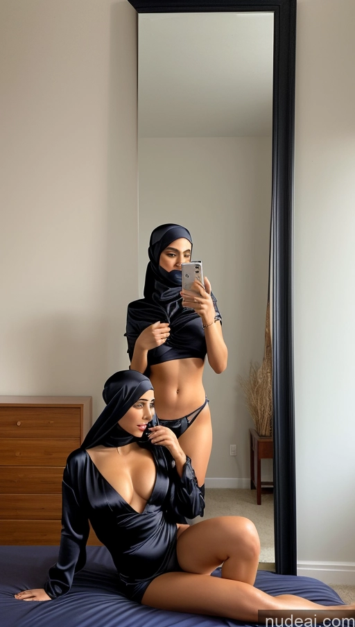 related ai porn images free for One Woman 30s Sexy Face Arabic Mirror Selfie Bedroom Front View Straddling Niqab Satin
