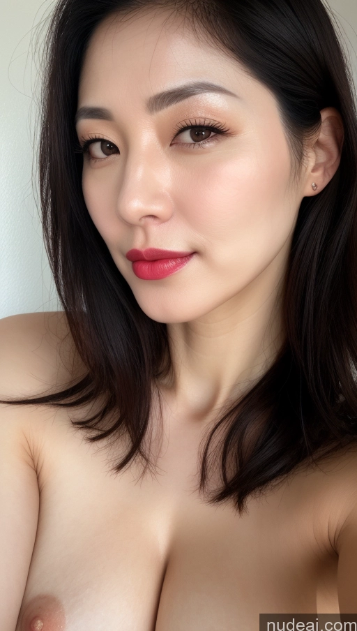 related ai porn images free for Woman One Beautiful Lipstick Fairer Skin 40s Black Hair Korean Close-up View Perfect Boobs