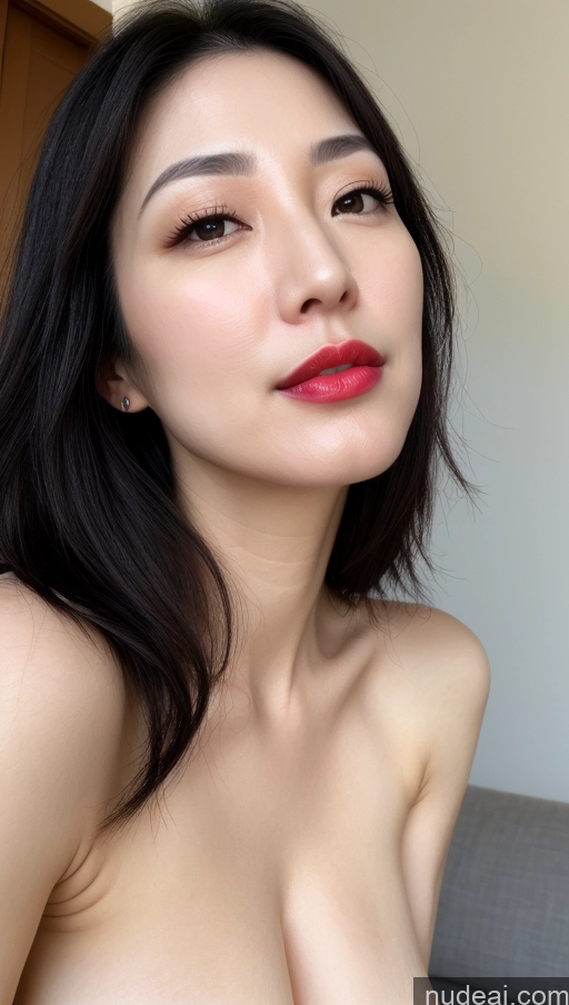 related ai porn images free for Woman One Beautiful Lipstick Fairer Skin 40s Black Hair Korean Close-up View Perfect Boobs