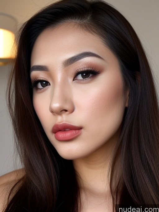 related ai porn images free for Woman One Beautiful Lipstick 20s Pouting Lips Close-up View Nude Detailed Japanese Long Hair