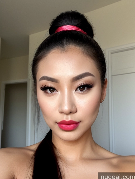 related ai porn images free for Woman One Beautiful Lipstick 20s Pouting Lips Close-up View Nude Detailed Ponytail Thai
