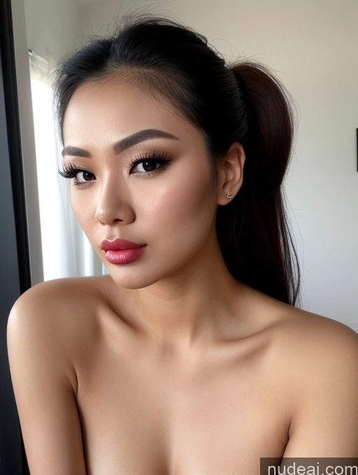 related ai porn images free for Woman One Beautiful Lipstick 20s Pouting Lips Close-up View Nude Detailed Ponytail Thai