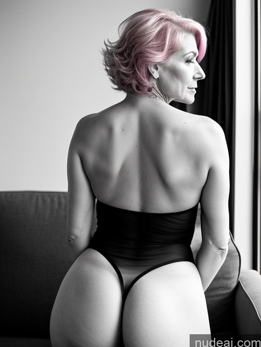related ai porn images free for Milf Busty Perfect Boobs Big Ass Perfect Body 70s Sexy Face Pink Hair White Back View Bending Over Couch Transparent Black And White
