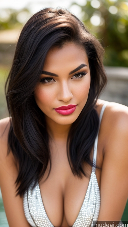 related ai porn images free for Model Beautiful Lipstick Perfect Body Tanned Skin 18 Black Hair T-pose Boots High Heels Diamond Jewelry Front View One Piece Swimsuit Happy Serious Pouting Lips