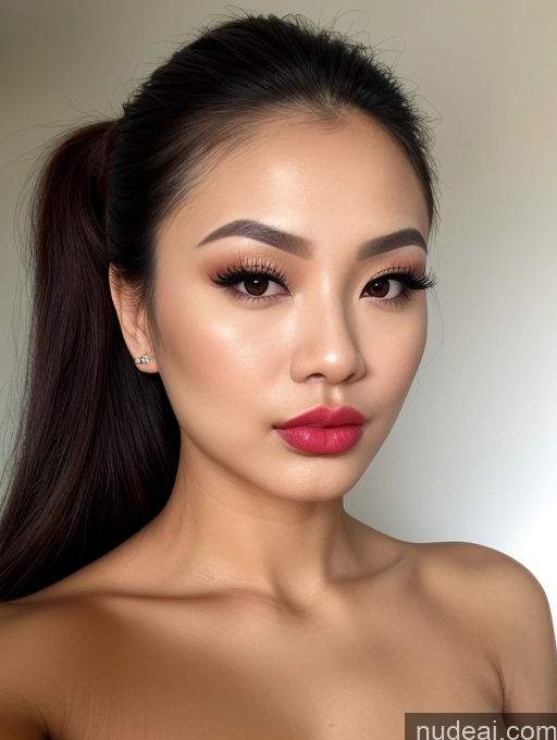 related ai porn images free for Woman One Beautiful Lipstick 20s Pouting Lips Nude Close-up View Ponytail Thai