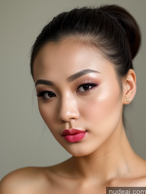 related ai porn images free for Woman One Beautiful Lipstick Pouting Lips Nude Close-up View Ponytail Thai 20s