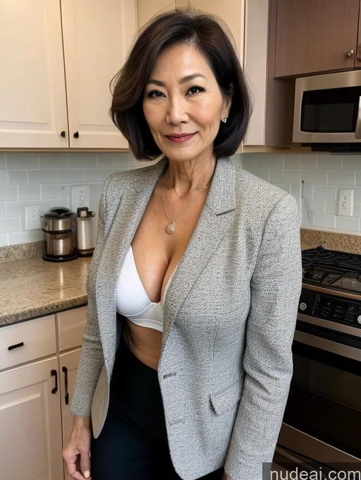 related ai porn images free for Milf Two Perfect Boobs Beautiful Perfect Body 70s Bobcut Japanese Kitchen Bra Jacket Professor Stylish Suit Cleavage Detailed Sexy Face