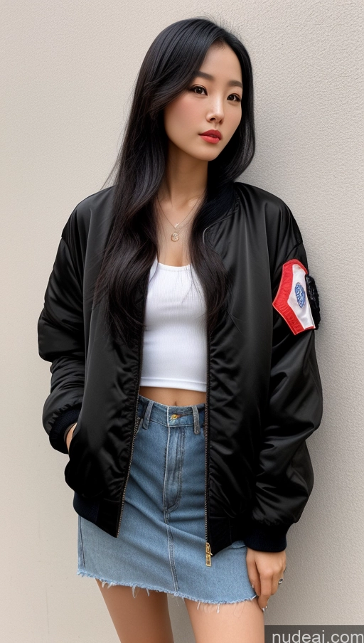 related ai porn images free for Woman One Small Tits Beautiful Black Hair Long Hair Chinese 90s Front View Bomber