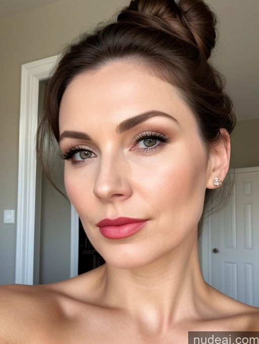related ai porn images free for One Beautiful Close-up View Detailed Nude Brunette British Fairer Skin Hair Bun Milf 30s Lipstick Pouting Lips