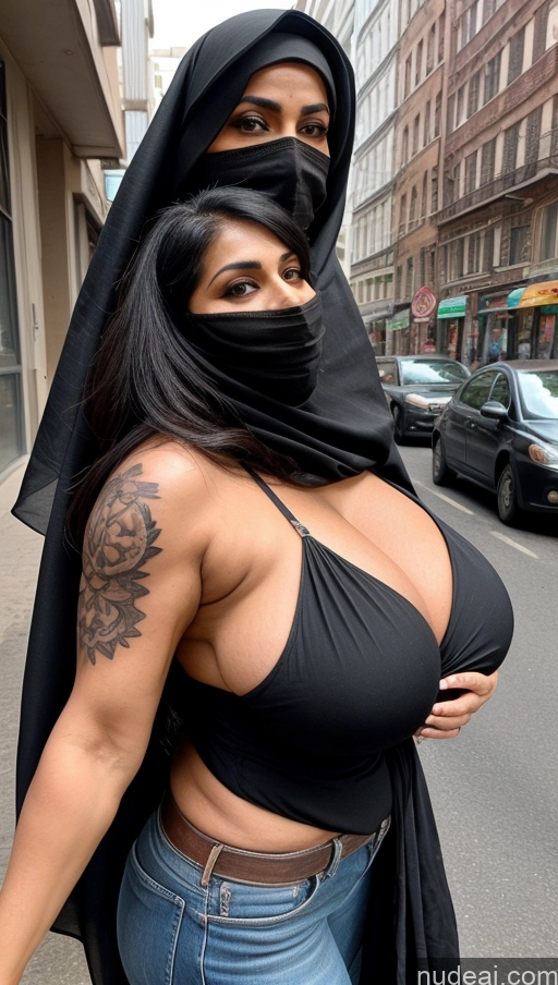 related ai porn images free for Milf Busty Huge Boobs Beautiful Muscular Big Ass Thick Big Hips Tall Long Hair Dark Skin 60s Seductive Black Hair Turkish Front View Eating Niqab Sari Cleavage Detailed Sexy Face Tattoos Street