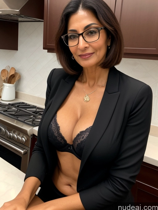 related ai porn images free for Milf Two Perfect Boobs Beautiful Glasses Perfect Body Dark Skin 50s Bobcut Arabic Kitchen Bra Jacket Professor Stylish Suit Cleavage Detailed Sexy Face