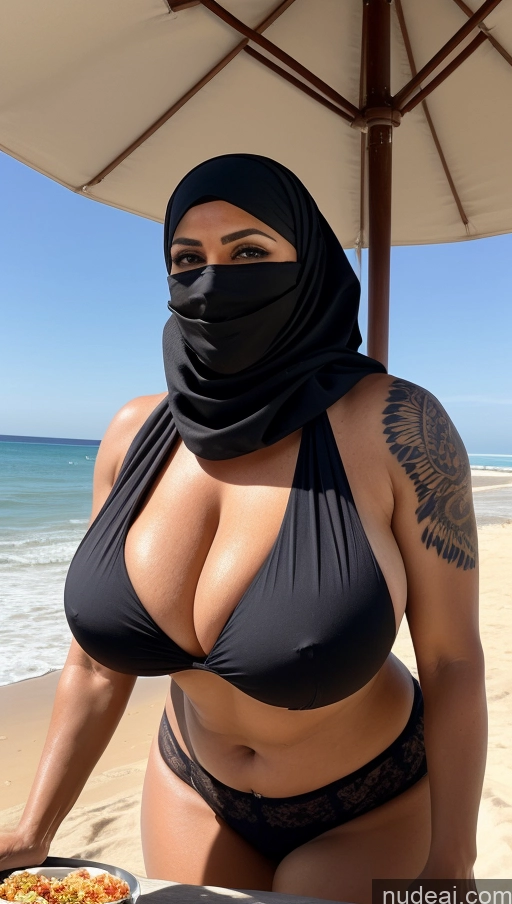 related ai porn images free for Milf Busty Huge Boobs Beautiful Tattoos Muscular Big Ass Thick Big Hips Tall Long Hair Dark Skin 60s Seductive Ginger Front View Eating Niqab Sari Cleavage Detailed Sexy Face Turkish Beach