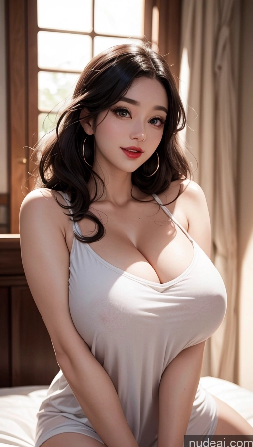 related ai porn images free for Woman Huge Boobs Beautiful Lipstick Fairer Skin Happy Seductive Slicked Korean Front View Bright Lighting Detailed Sexy Face Nightgown Black Hair Cosplay