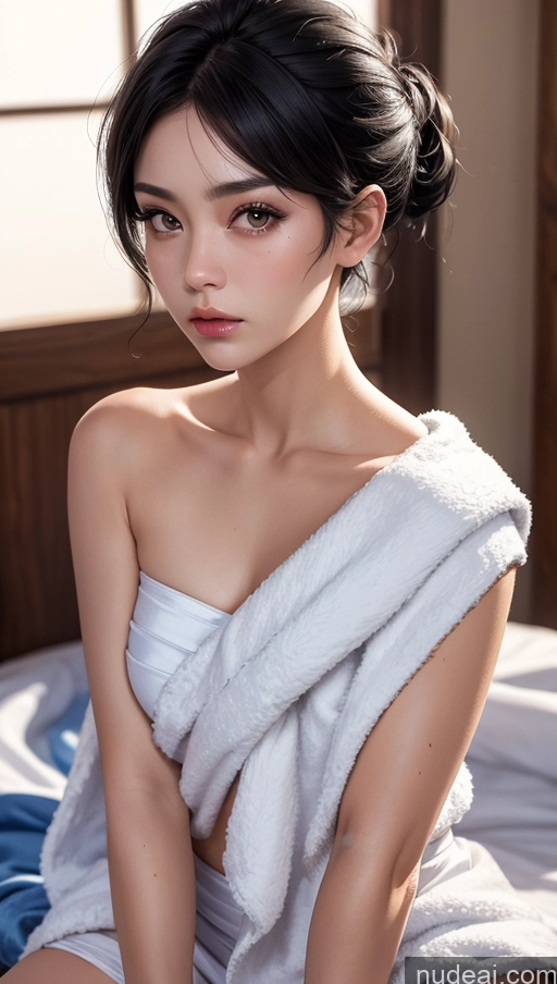 related ai porn images free for Close-up View Pixie Black Hair Towel Satin Japanese