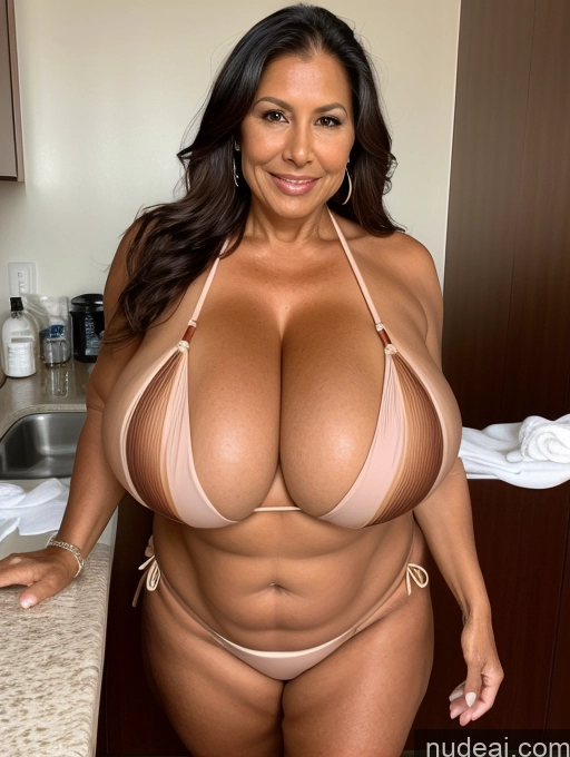 related ai porn images free for Milf One Busty Huge Boobs Thick Tanned Skin 60s Native American Front View Microkini Thong Maid