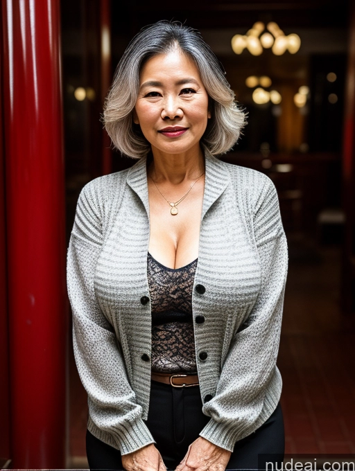 related ai porn images free for Milf Perfect Boobs Beautiful 70s Chinese Blouse Casual Jacket Professor Stylish Sweater Cleavage Detailed Dark Lighting