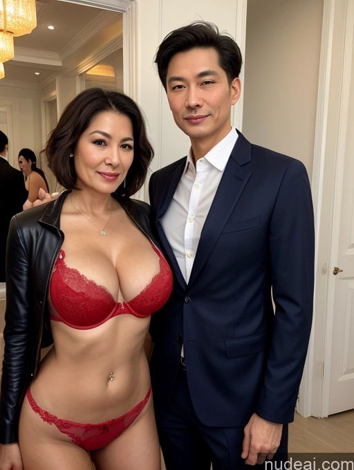 related ai porn images free for Milf Two Busty Perfect Boobs Beautiful Perfect Body 70s Seductive Pixie Chinese Party Bra Casual Jacket Professor Secretary Stylish Suit Cleavage Detailed Sexy Face