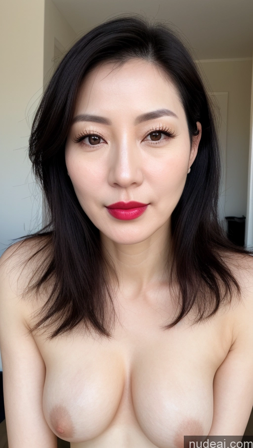 related ai porn images free for Woman One Beautiful Lipstick Fairer Skin 40s Black Hair Korean Close-up View Perfect Boobs