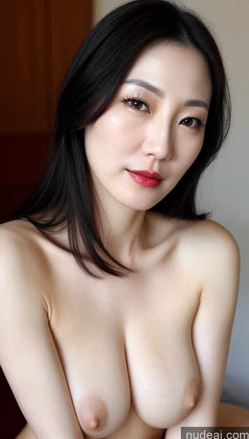 related ai porn images free for Woman One Beautiful Lipstick Fairer Skin 40s Black Hair Korean Close-up View Perfect Boobs