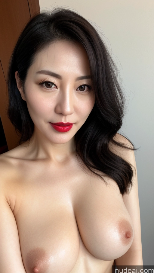 related ai porn images free for Woman One Beautiful Lipstick Fairer Skin 40s Black Hair Korean Close-up View Perfect Boobs