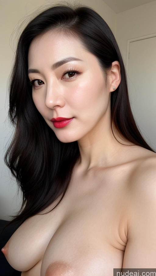 related ai porn images free for Woman One Beautiful Lipstick Fairer Skin 40s Black Hair Korean Close-up View Perfect Boobs