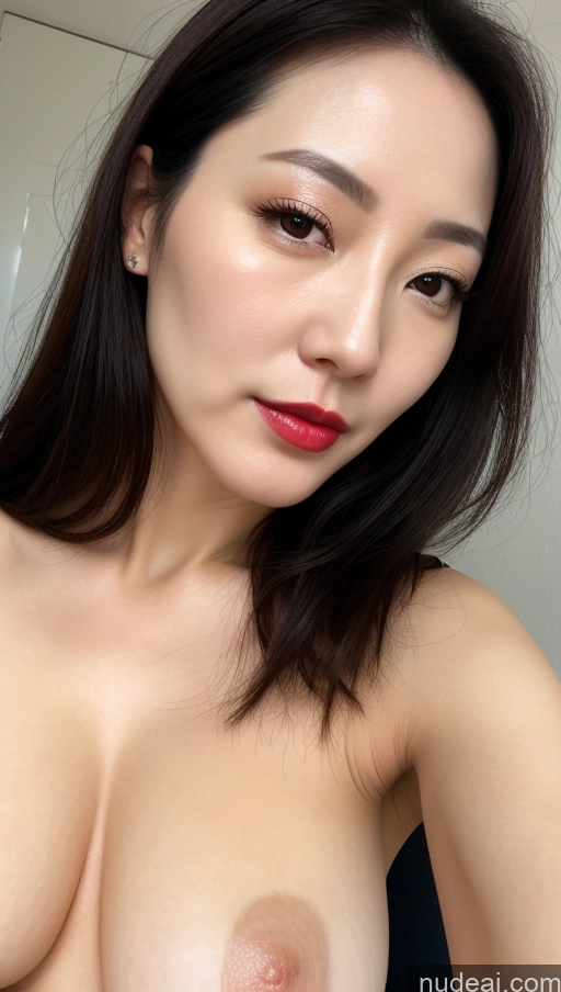 related ai porn images free for Woman One Beautiful Lipstick Fairer Skin 40s Black Hair Korean Close-up View Perfect Boobs