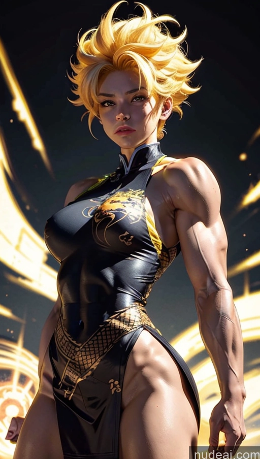 related ai porn images free for Powering Up Bodybuilder Muscular Abs Busty Several Super Saiyan Neon Lights Clothes: Yellow China Dress Of Kisaki (Blue Archive)
