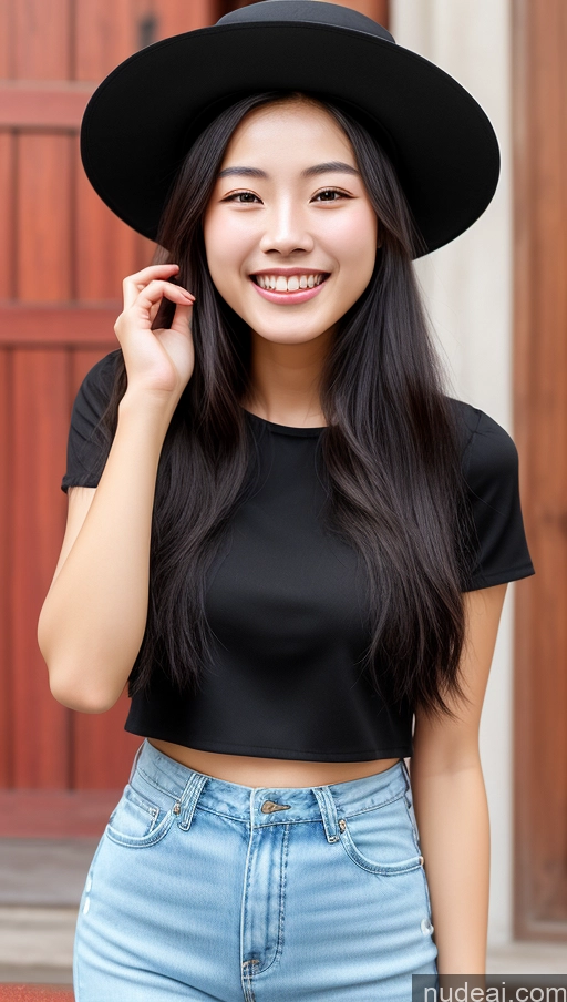 related ai porn images free for Woman One Skinny 18 Black Hair Chinese Happy Hat