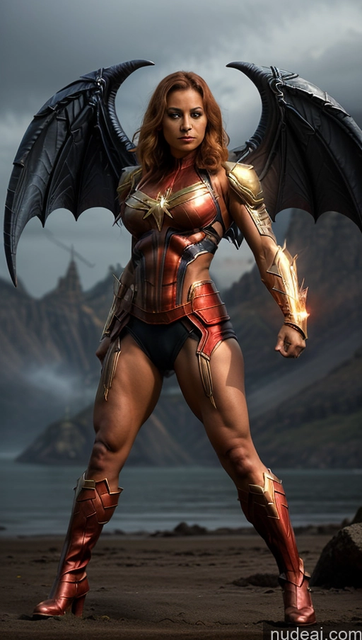related ai porn images free for Several Fantasy Armor Muscular Abs Busty Captain Marvel Bodybuilder Has Wings Powering Up