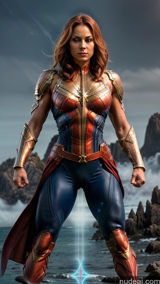 related ai porn images free for Several Fantasy Armor Muscular Abs Busty Captain Marvel Bodybuilder Has Wings Powering Up