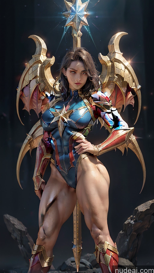 related ai porn images free for Several Fantasy Armor Muscular Abs Busty Captain Marvel Bodybuilder Has Wings Powering Up