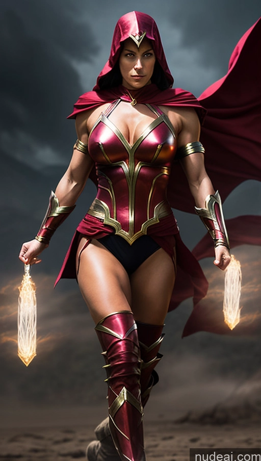 related ai porn images free for Several Fantasy Armor Muscular Abs Busty Mary Thunderbolt Powering Up