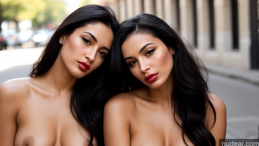 related ai porn images free for Woman Two Beautiful Lipstick Long Hair 20s Pouting Lips Black Hair Nude Street Dynamic View