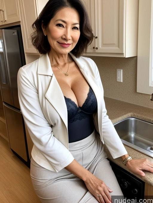 related ai porn images free for Milf Two Perfect Boobs Beautiful Perfect Body 70s Bobcut Japanese Kitchen Bra Jacket Professor Stylish Suit Cleavage Detailed Sexy Face Busty