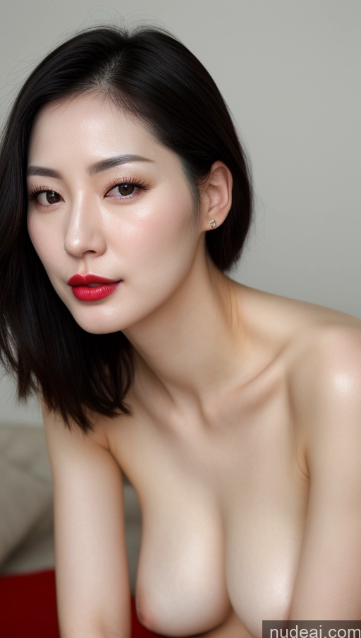 related ai porn images free for Woman One Beautiful Lipstick Fairer Skin Black Hair Korean Close-up View 30s Nude Slicked Small Tits
