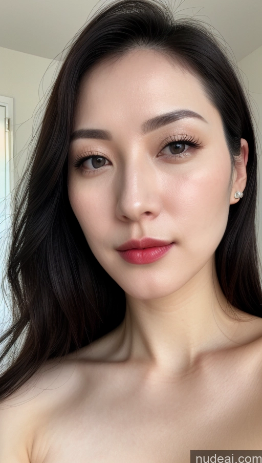 related ai porn images free for Woman One Beautiful Lipstick Fairer Skin Black Hair Korean Close-up View 30s Nude Slicked Small Tits