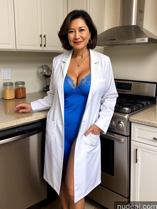 related ai porn images free for Milf Two Busty Perfect Boobs Beautiful Perfect Body 70s Bobcut Chinese Kitchen Bra Doctor Jacket Lab Coat Stylish Suit Cleavage Detailed Sexy Face