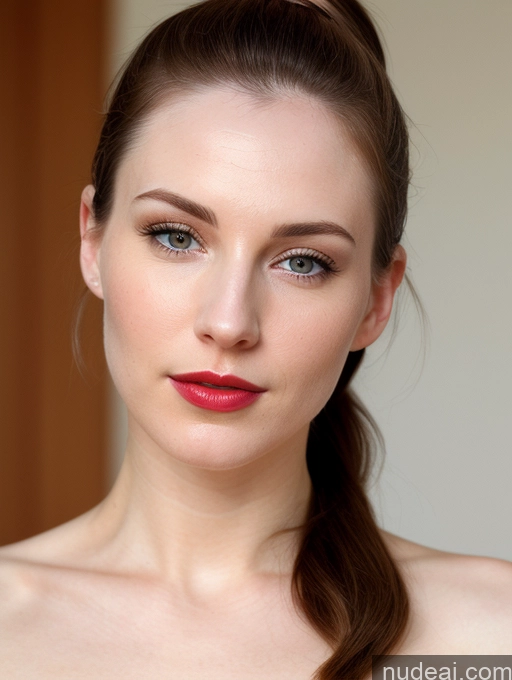 related ai porn images free for Woman One Beautiful Fairer Skin 20s Brunette British Nude Lipstick Sexy Face Ponytail Close-up View Detailed