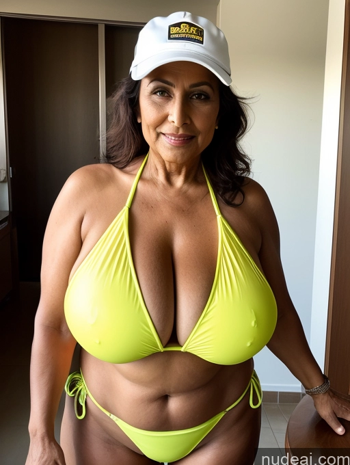 related ai porn images free for Milf One Busty Huge Boobs Thick Tanned Skin Front View Microkini Thong Indian 70s Maid Construction Worker