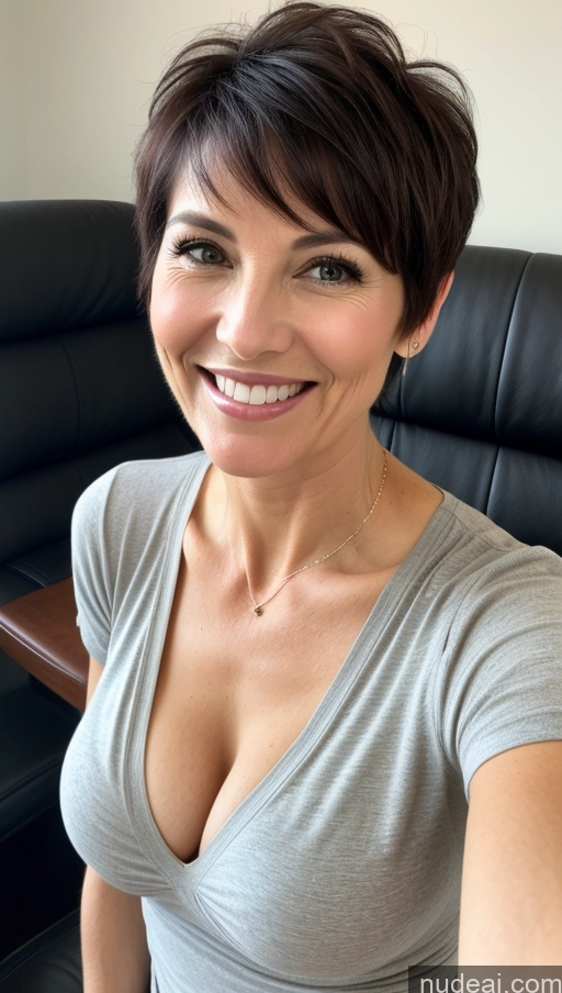 related ai porn images free for Milf One Skinny Perfect Body Happy Black Hair Pixie Cleavage Detailed Shirt Close-up View