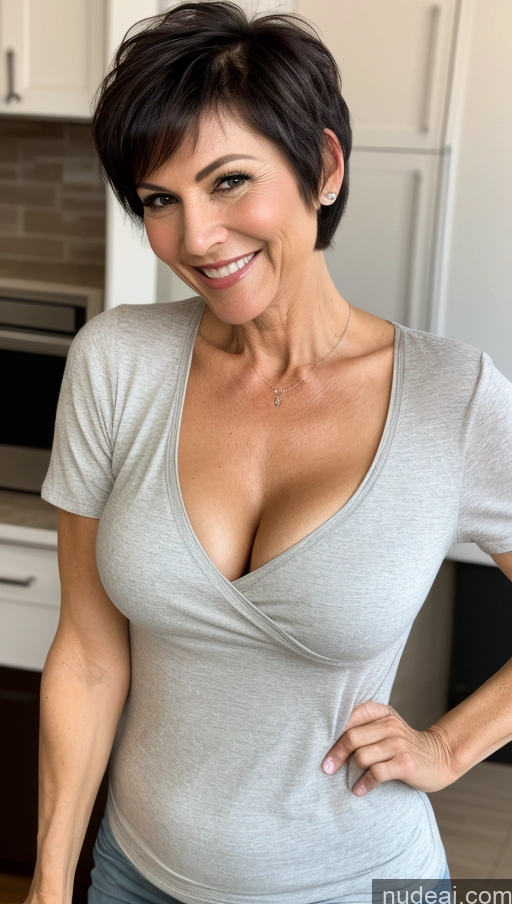 related ai porn images free for Milf One Skinny Perfect Body Happy Black Hair Pixie Cleavage Detailed Shirt Close-up View