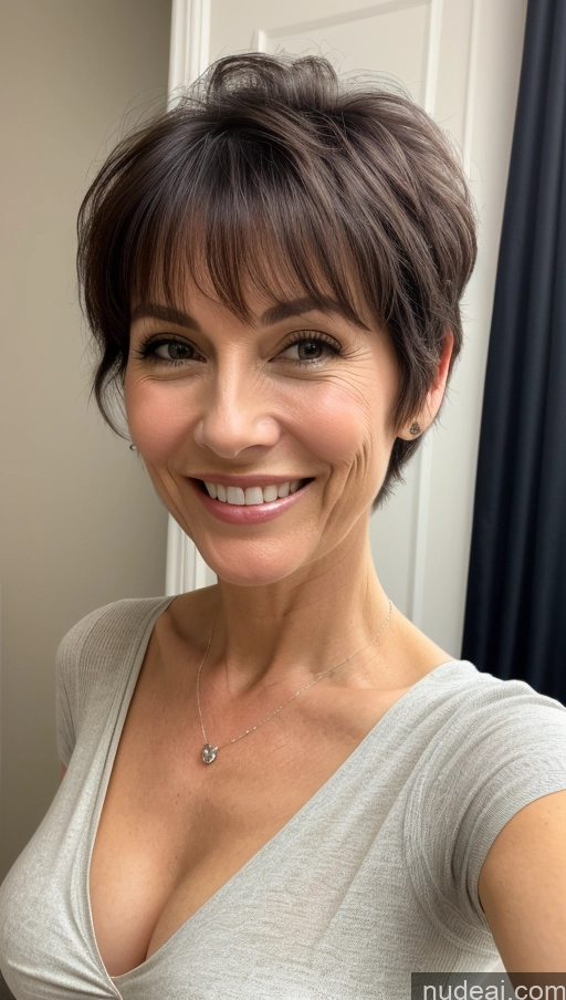 related ai porn images free for Milf One Skinny Perfect Body Happy Black Hair Pixie Cleavage Detailed Shirt Close-up View