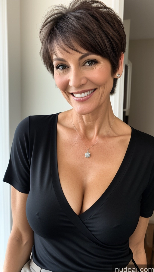 related ai porn images free for Milf One Skinny Perfect Body Happy Black Hair Pixie Cleavage Detailed Shirt Close-up View