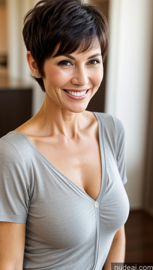 related ai porn images free for Milf One Skinny Perfect Body Happy Black Hair Pixie Cleavage Detailed Shirt Close-up View