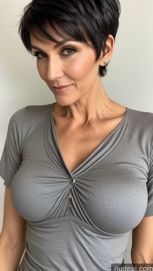 related ai porn images free for Milf One Skinny Perfect Body Black Hair Pixie Cleavage Detailed Shirt Close-up View