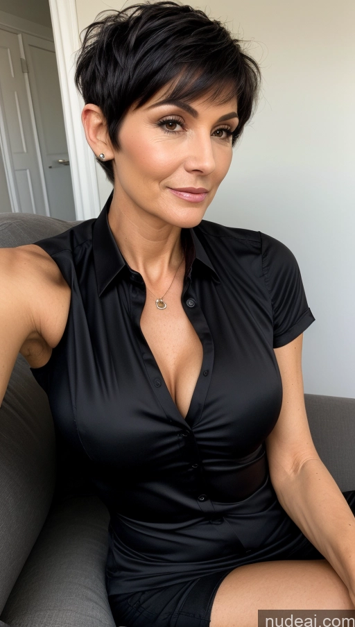 related ai porn images free for Milf One Skinny Perfect Body Black Hair Pixie Shirt Cleavage Detailed Close-up View