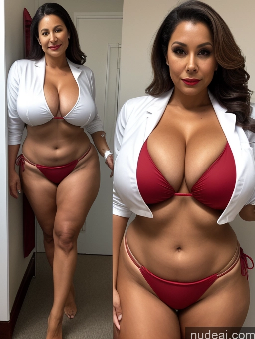 related ai porn images free for Milf One Busty Huge Boobs Thick Tanned Skin 70s Polynesian Front View Doctor Lab Coat Microkini Thong Vampire