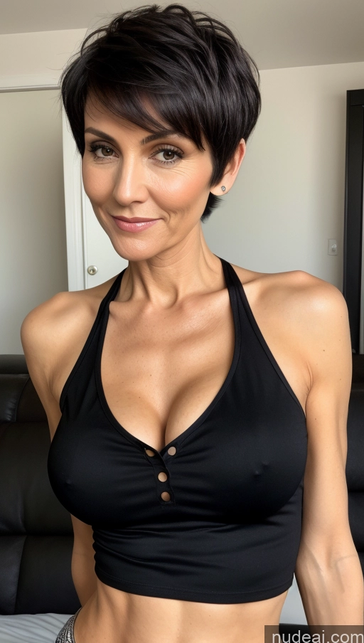 related ai porn images free for Milf One Skinny Perfect Body Black Hair Pixie Shirt Cleavage Detailed Close-up View