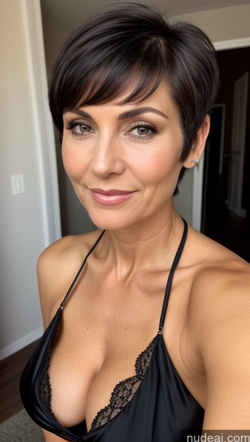 related ai porn images free for Milf One Perfect Body Skinny Black Hair Pixie Close-up View Cleavage Detailed Dress