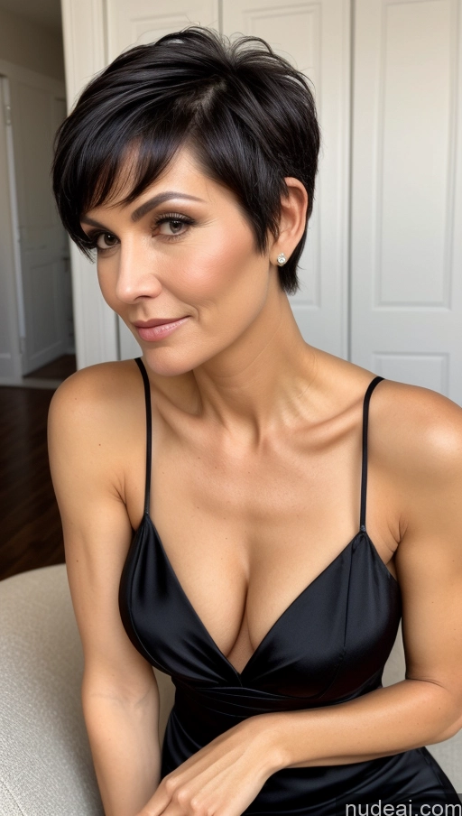 related ai porn images free for Milf One Perfect Body Skinny Black Hair Pixie Close-up View Cleavage Detailed Dress